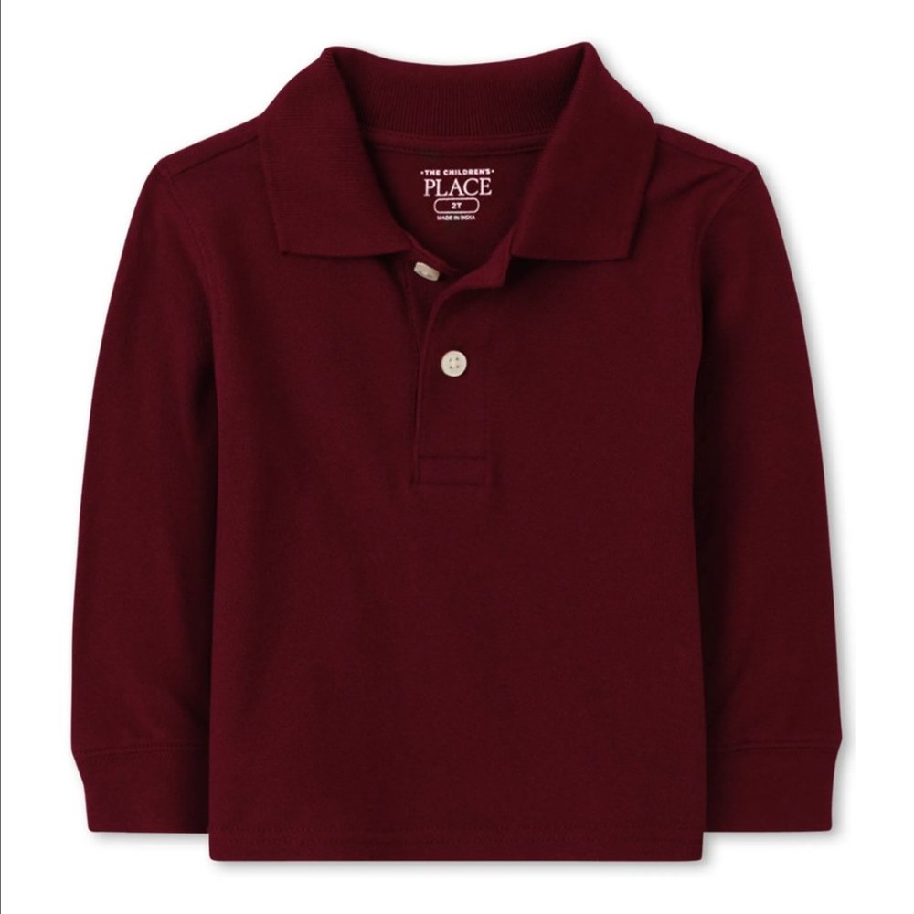 The Children's Place Toddler Uniform Long Sleeve Pique Polo - Redwood